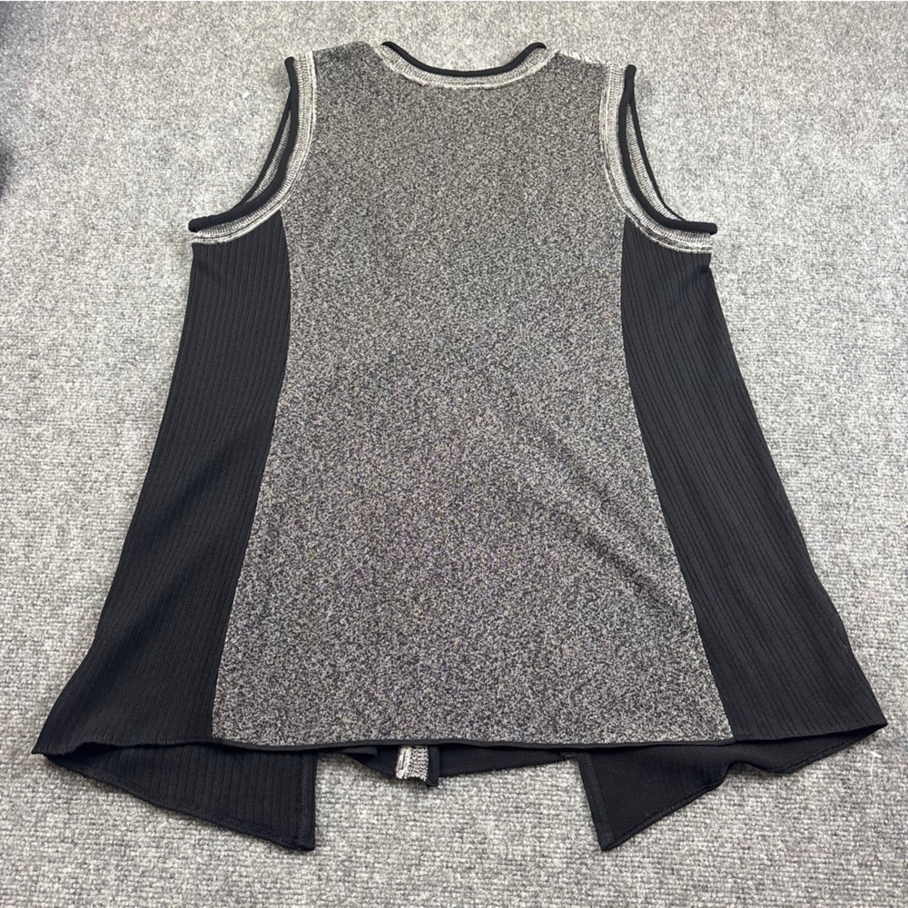 MISOOK Women’s Black/Grey Sweater Vest Duster Cardigan size: Medium - Picture 2 of 5
